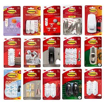 Command Medium Designer Hooks, Holdes up to 3 lb, 3 Wall Hooks with 6 Command Strips, Brushed Nickel...