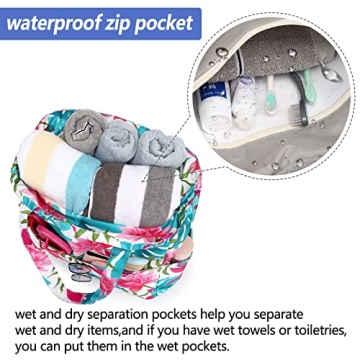 Waterproof Beach Tote Bag with Wet Pocket for Women