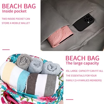 Waterproof Beach Tote Bag with Wet Pocket for Women