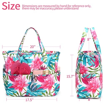 Waterproof Beach Tote Bag with Wet Pocket for Women