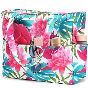 Waterproof Beach Tote Bag with Wet Pocket for Women