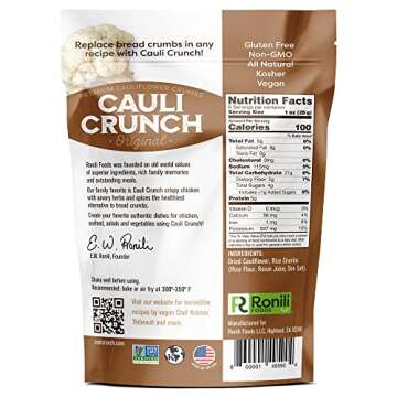 Cauli Crunch | Original Gluten Free Cauliflower Bread Crumbs – Bread-Free Breadcrumbs, Certified Gluten Free + NON-GMO, Vegan, Kosher Bread Crumbs, All Natural (Original)