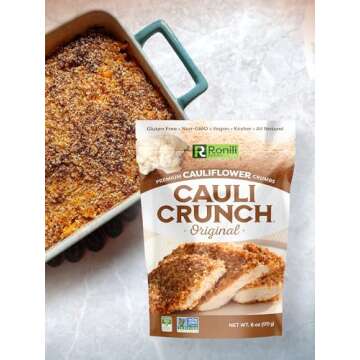 Cauli Crunch | Original Gluten Free Cauliflower Bread Crumbs – Bread-Free Breadcrumbs, Certified Gluten Free + NON-GMO, Vegan, Kosher Bread Crumbs, All Natural (Original)