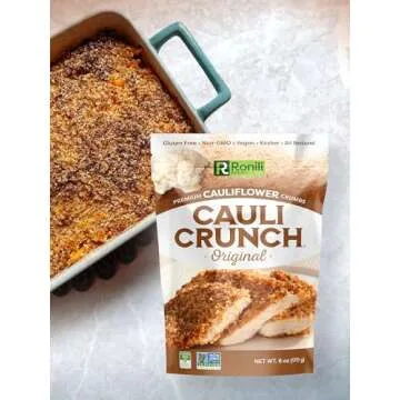 Cauli Crunch | Original Gluten Free Cauliflower Bread Crumbs – Bread-Free Breadcrumbs, Certified Gluten Free + NON-GMO, Vegan, Kosher Bread Crumbs, All Natural (Original)