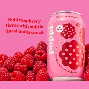 Poppi Raspberry Rose Prebiotic Soda - Low-Calorie Refreshment