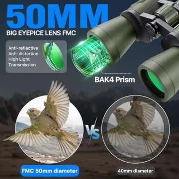 20x50 Hunting Binoculars for Adults High Powered with Low Light Night Vision - 28mm Large Eyepiece P...