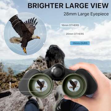 20x50 Hunting Binoculars for Adults High Powered with Low Light Night Vision - 28mm Large Eyepiece Professional Binoculars for Bird Watching Hiking Travel with BAK4 Prism FMC Lens, Green