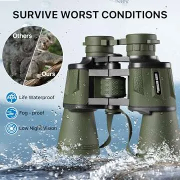 20x50 Hunting Binoculars for Adults High Powered with Low Light Night Vision - 28mm Large Eyepiece Professional Binoculars for Bird Watching Hiking Travel with BAK4 Prism FMC Lens, Green