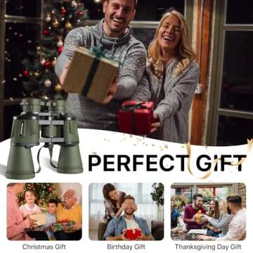 20x50 Hunting Binoculars for Adults High Powered with Low Light Night Vision - 28mm Large Eyepiece Professional Binoculars for Bird Watching Hiking Travel with BAK4 Prism FMC Lens, Green