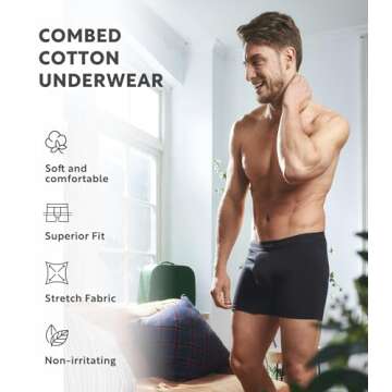 DAVID ARCHY Mens Underwear Boxer Briefs Cotton Comfortbale Soft Breathable with Fly Underwear for Men 6 Pack(M,Assorted Colors *6)