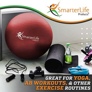 SmarterLife Exercise Ball Yoga Ball for Fitness, Balance, Stability, or Pregnancy, Gym Ball for Core...