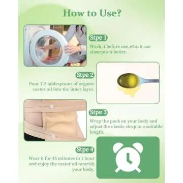 9 Pcs Castor Oil Pack Kit for Neck, Waist, and More
