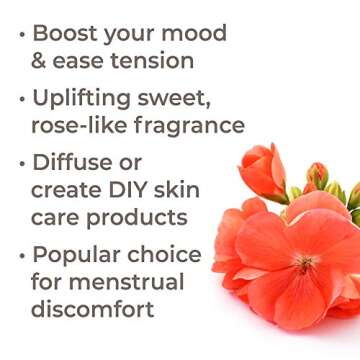 Plant Therapy Organic Egyptian Geranium Essential Oil 100% Pure, USDA Certified Organic, Undiluted, ...