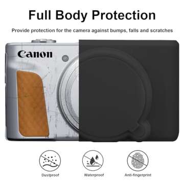 BOVKE Silicone Camera Case for Canon PowerShot SX740/ SX730 Digital Camera, SX740 Camera Soft Case Cover Rubber Camera Sleeve with Removable Lens Cover, Black