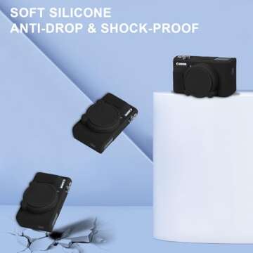 BOVKE Silicone Camera Case for Canon PowerShot SX740/ SX730 Digital Camera, SX740 Camera Soft Case Cover Rubber Camera Sleeve with Removable Lens Cover, Black