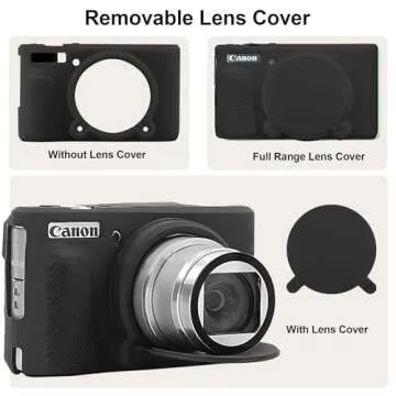 BOVKE Silicone Camera Case for Canon PowerShot SX740/ SX730 Digital Camera, SX740 Camera Soft Case Cover Rubber Camera Sleeve with Removable Lens Cover, Black