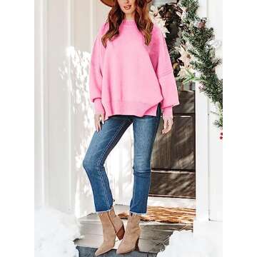 ARTFREE Women's Pink Oversized Sweater - Cozy & Stylish