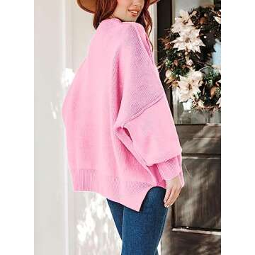 ARTFREE Women's Pink Oversized Sweater - Cozy & Stylish
