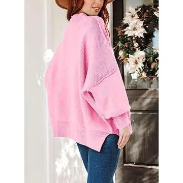 ARTFREE Women's Pink Oversized Sweater - Cozy & Stylish