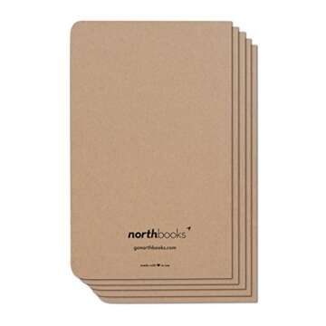 Northbooks Dotted Bullet Notebook Journal | 5x8 Dot Grid Journals | Soft Cover Eco-Friendly Premium Recycled Cream Color Paper 96-Pages | Made in USA | 5-Pack