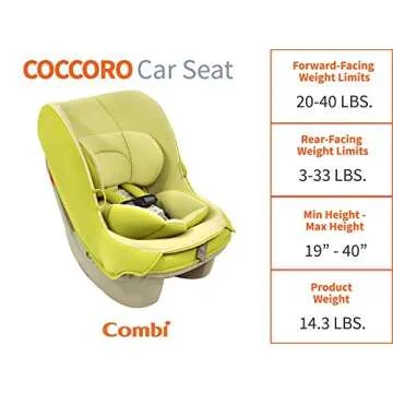 Combi Compact Convertible Car Seat Rear and Forward Facing for Baby and Toddler – Fits Three Across – Coccoro