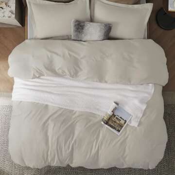 Bedsure Duvet Cover Queen Size - Soft Double Brushed Bedding Set for Kids & Adults, Zipper Closure, 3 Pieces, Includes 1 Duvet Cover (90"x90") & 2 Pillow Shams, NO Comforter, Linen