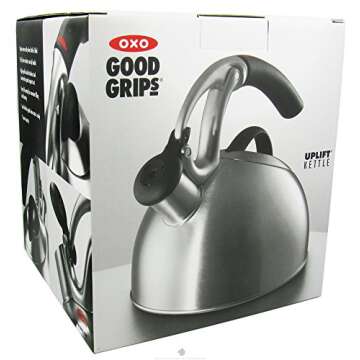 Elegant OXO BREW Uplift Tea Kettle in Brushed Stainless Steel, 2 Quarts