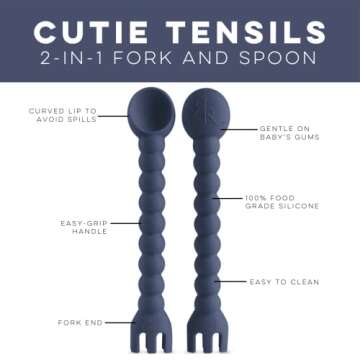 Ryan & Rose Cutie Tensils Baby Spoon and Fork [2 Pack] (Captain)