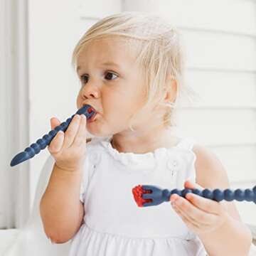 Ryan & Rose Cutie Tensils Baby Spoon and Fork [2 Pack] (Captain)