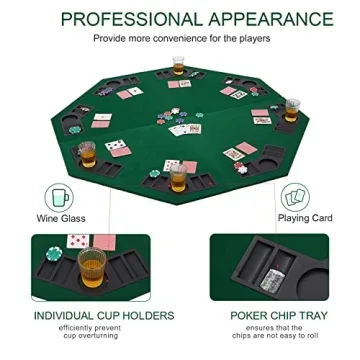 FURUISEN 48" Foldable Poker Table Top for 8 Players