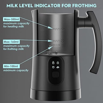 Electric Milk Frother 4-in-1 Steamer 11.8oz Capacity