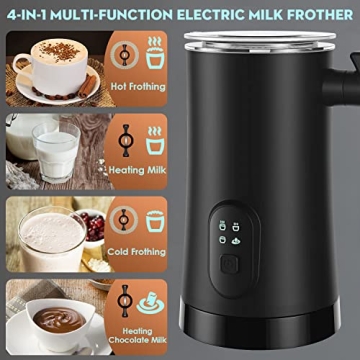 Electric Milk Frother 4-in-1 Steamer 11.8oz Capacity
