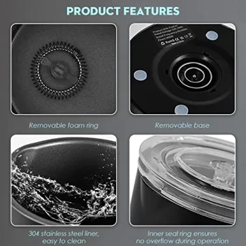 Electric Milk Frother 4-in-1 Steamer 11.8oz Capacity