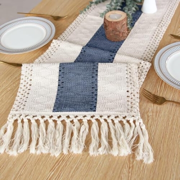 FEXIA Boho Table Runner Macrame Tassels 72 Inch