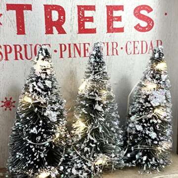 Heyaner Christmas Tree Decorations for Home LED Lighted Farm Fresh Table Decor Wooden Rustic Farmhouse Block 9 x 6.8 Inches Winter Holidays Sign for Party Coffee Table