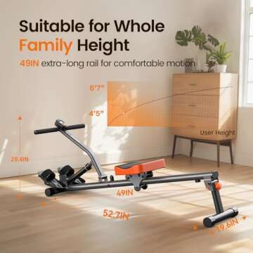 Niceday Rowing Machine, Hydraulic Rowing Machine for Home Use, Rower Machine Foldable with 16 Resistance, LCD Monitor & 300 LBS Weight Capacity