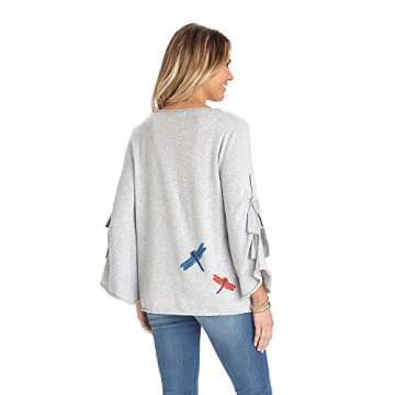 Stylish Democracy Women's Knit Top with Tie Sleeve