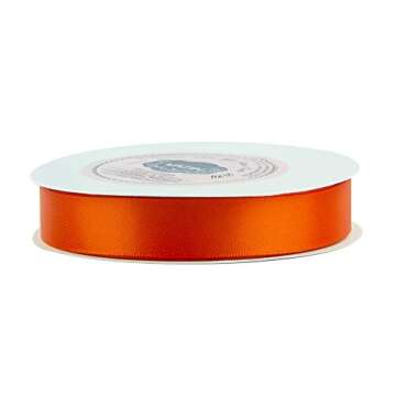 VATIN Double Face Autumn Orange Satin Ribbon 5/8" Continuous 25 Yards,Orange Polyester Fabric Ribbon use for Bows Bouquet, Gift Wrapping, Floral Arrangement Wedding Decoration