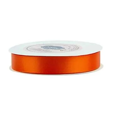 VATIN Double Face Autumn Orange Satin Ribbon 5/8" Continuous 25 Yards,Orange Polyester Fabric Ribbon use for Bows Bouquet, Gift Wrapping, Floral Arrangement Wedding Decoration