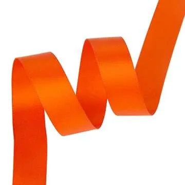 VATIN Double Face Autumn Orange Satin Ribbon 5/8" Continuous 25 Yards,Orange Polyester Fabric Ribbon use for Bows Bouquet, Gift Wrapping, Floral Arrangement Wedding Decoration