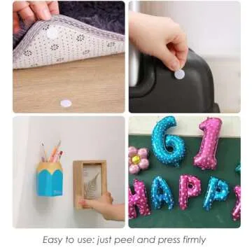 JUMINIZ 1000 Pcs (500 Pairs) 0.59inch Diameter Hook and Loop Fastener Self Adhesive Round Circle Sticky Sticker Dots for Arts and Crafts School Classroom Home and Office Use, White