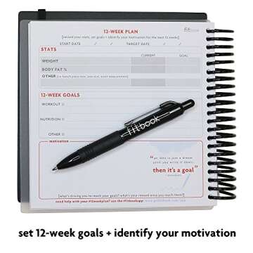 Fitlosophy Fitbook: 12 week Fitness Journal and Planner for Workouts, Weight Loss and Exercise, Blac...