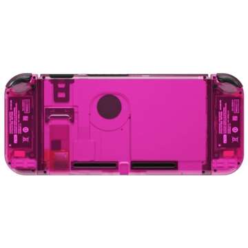 eXtremeRate DIY Replacement Shell Buttons for Nintendo Switch, Back Plate for Switch Console, Housing with Colorful Buttons for Joycon Handheld Controller - Clear Candy Pink [No Electronics Parts]