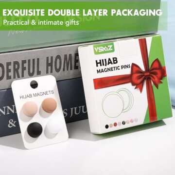 VSKIZ Strong Magnetic Hijab Pins, 4 Pack Powerful Hijab Magnets Multi-Use Pinless Hijab Magnetic Pins, Colorful Magnet Pins Scarf Magnetic Pin No-Snag Brooch Clasp for Clothes Dress Scarves (Matte)