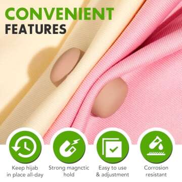 VSKIZ Strong Magnetic Hijab Pins, 4 Pack Powerful Hijab Magnets Multi-Use Pinless Hijab Magnetic Pins, Colorful Magnet Pins Scarf Magnetic Pin No-Snag Brooch Clasp for Clothes Dress Scarves (Matte)