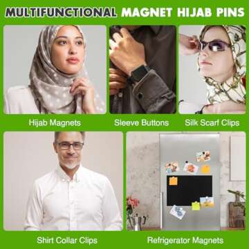 VSKIZ Strong Magnetic Hijab Pins, 4 Pack Powerful Hijab Magnets Multi-Use Pinless Hijab Magnetic Pins, Colorful Magnet Pins Scarf Magnetic Pin No-Snag Brooch Clasp for Clothes Dress Scarves (Matte)
