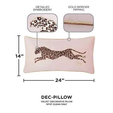 Juicy Couture Rectangle 1-Piece Living Room and Bedroom Décor, Decorative Accent, Premium Reversible Throw Pillow, 14"x24", Blush