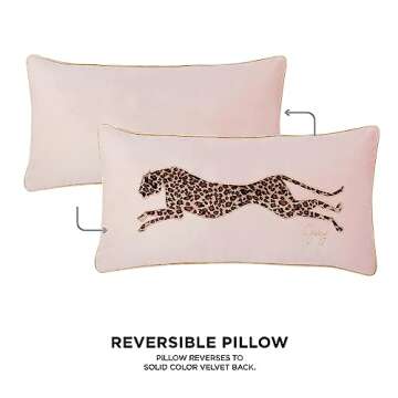 Juicy Couture Rectangle 1-Piece Living Room and Bedroom Décor, Decorative Accent, Premium Reversible Throw Pillow, 14"x24", Blush