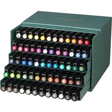 Faber-Castell Art & Graphic Pitt Artist Pen Brush India Ink Pen, Multicoloured, Studio Box Of 60, Fo...