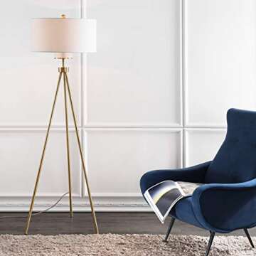 SAFAVIEH FLL4008A Lighting Collection Enrica 66" Brass and Gold Floor Lamp